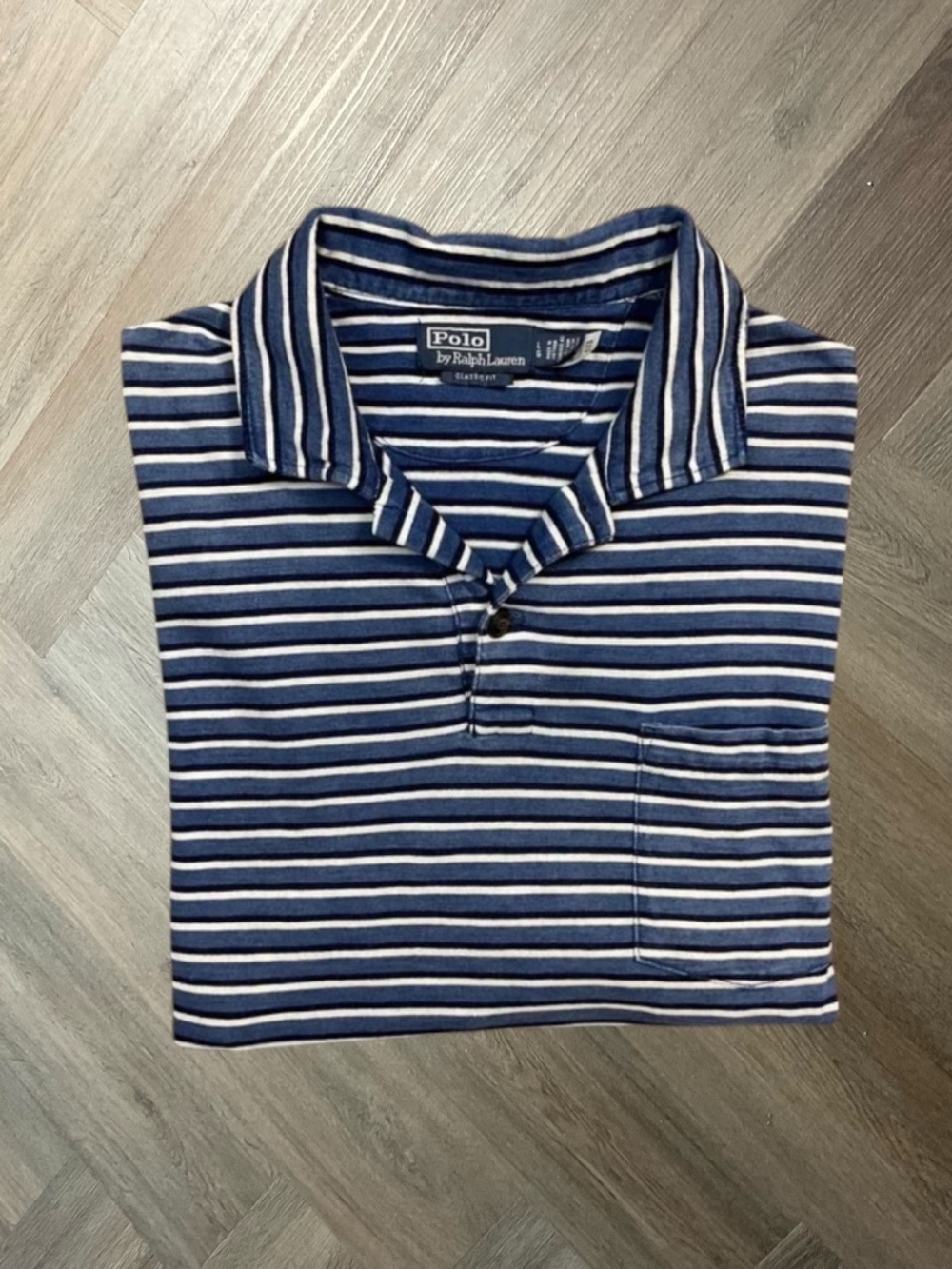 Polo Ralph Lauren Striped Classic Fit Polo Shirt Mens Large Blue White Preppy